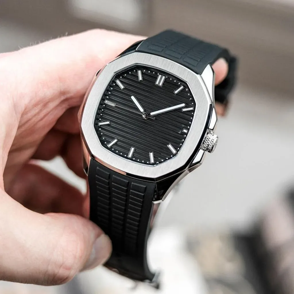 Men's Water Resistant Quartz Watch - 1 Pc with Textured Rubber Strap