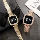 Sleek Women's Square Face Chain Strap Touch Digital Watch