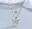 1 Pc Alloy Silver Plated Double Layered Butterfly Design Pendant