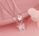 1 Pc Alloy Silver Plated Double Layered Butterfly Design Pendant