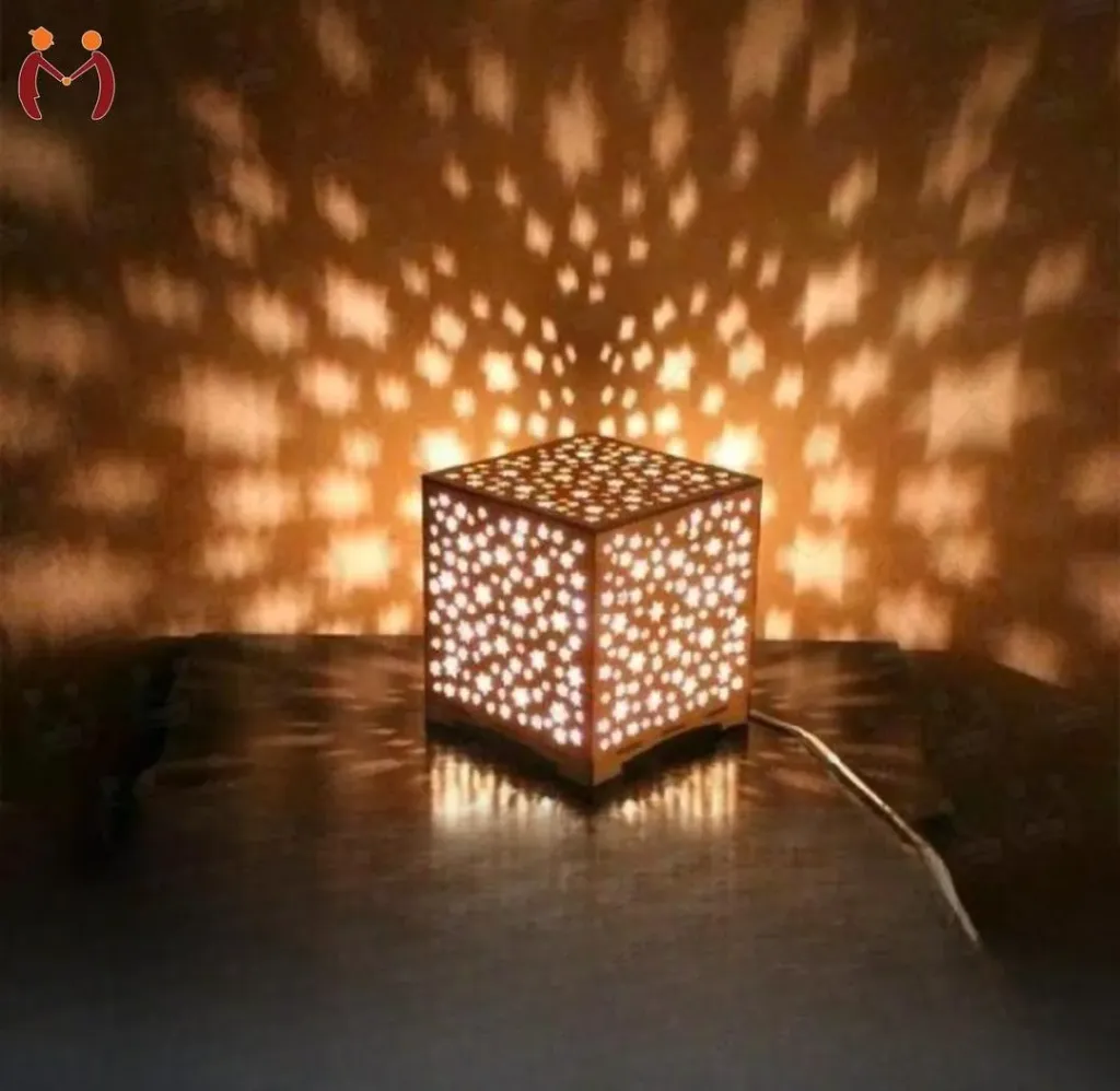 Star Design Laser Cut Wooden Table Lamp
