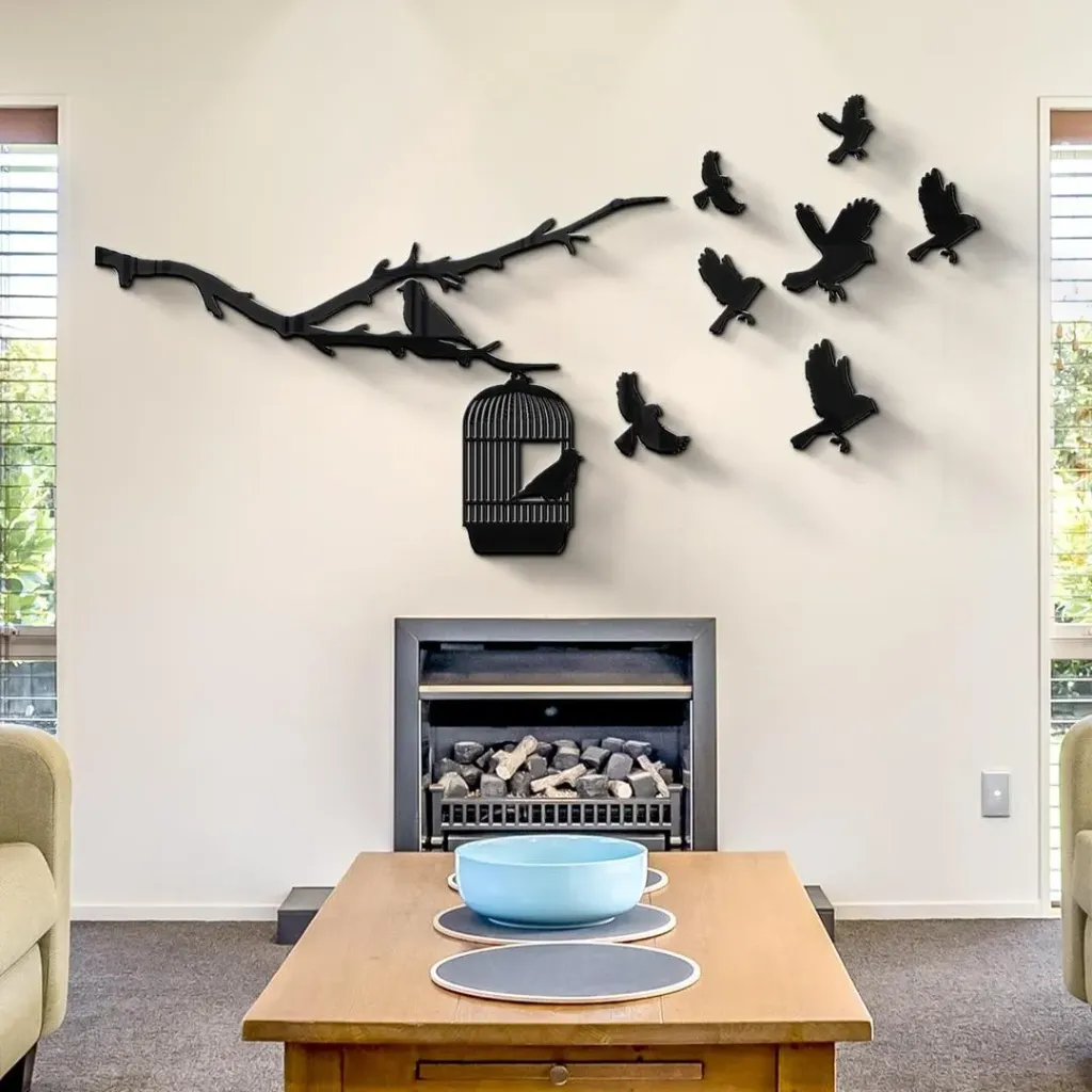 Birds Are Flying From Cage Wooden Wall Art