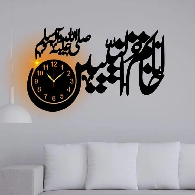 Khatmun Nabiyeen Wooden Wall Clock With Light I Clock I Clock Wall I Clocks