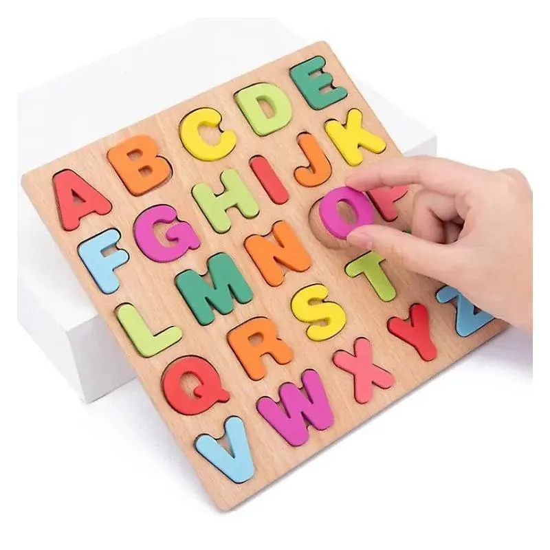 Colorful Wooden Capital ABC Puzzles - Educational Toy for Kids