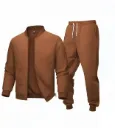2 Pcs Men's Polyester Plain Zipper Track Suit
