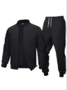 2 Pcs Men's Polyester Plain Zipper Track Suit